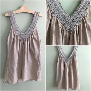 Calvin Klein Beige Metallic Flyaway Tank Top